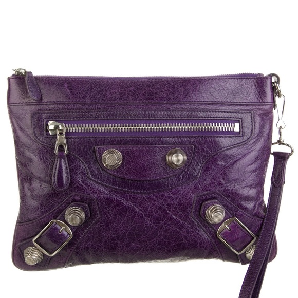 Balenciaga Handbags - SOLD- Balenciaga Vintage Giant Motocross Flat Violet Purple Clutch Bag Wristlet